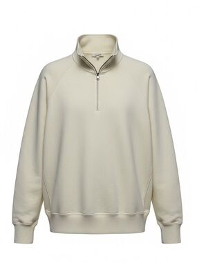 Madewell Men's Quarter-Zip Pullover Mockneck Terry Sweatshirt Cream Size Medium